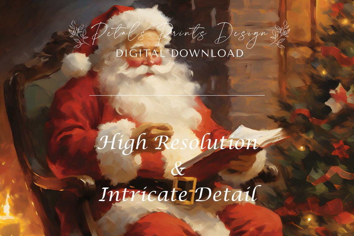 Christmas Santa Still Life, Rustic Vintage Art Print - Image 3