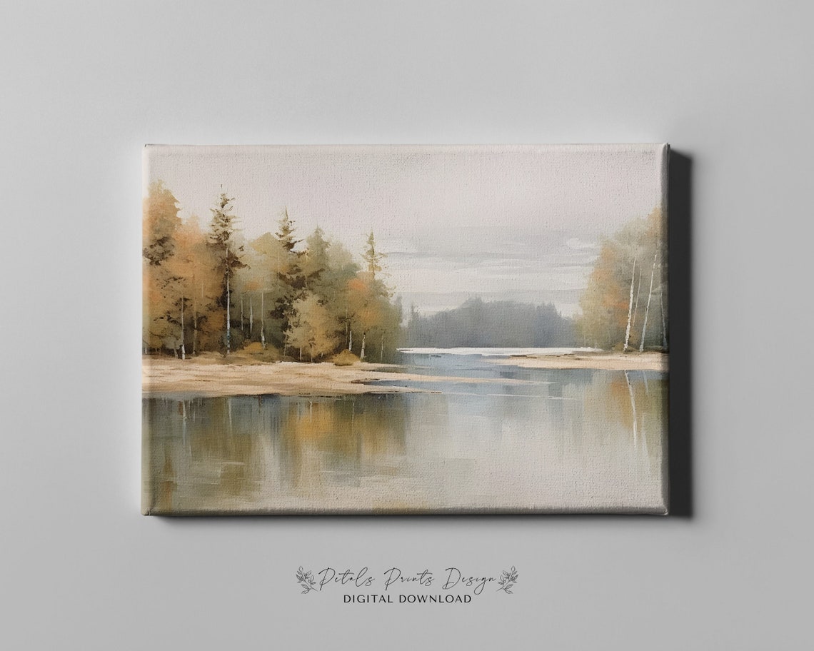 Autumn Lakeside Trees Calm Water Reflection Fall Landscape Poster - Image 4