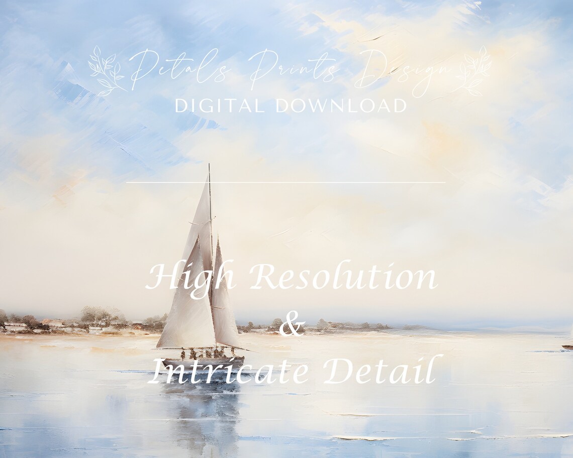 Sailboats on Calm Water Under Soft Blue Sky Serene Seascape Poster - Image 3