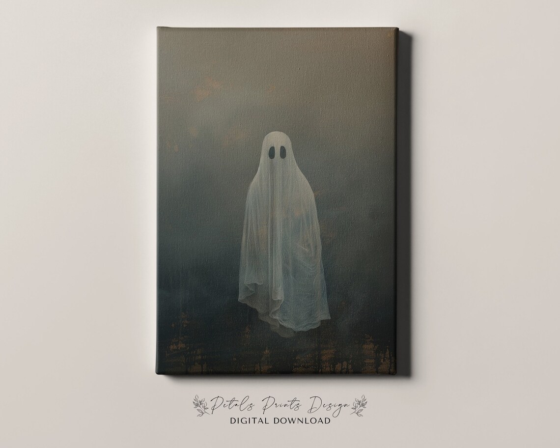 Halloween Ghost Rustic Vintage Style Art Print - Image 4