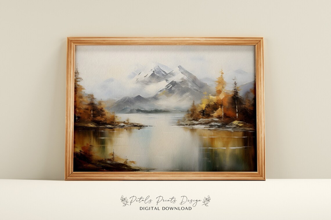 Rustic Fall Landscape Art Print, Vintage Countryside