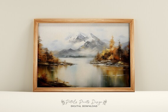 Rustic Fall Landscape Art Print, Vintage Countryside