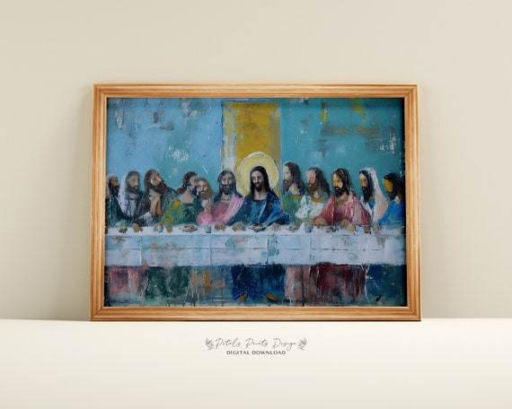 The Last Supper Vintage Bible Wall Art Rustic Christian Wall Art Vintage Easter Print Jesus Art Bible Verse Print