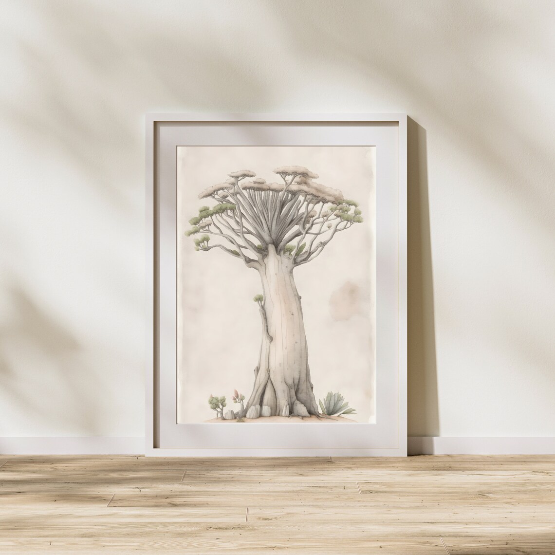 Folk Botanical Baobab African Tree, Art Print