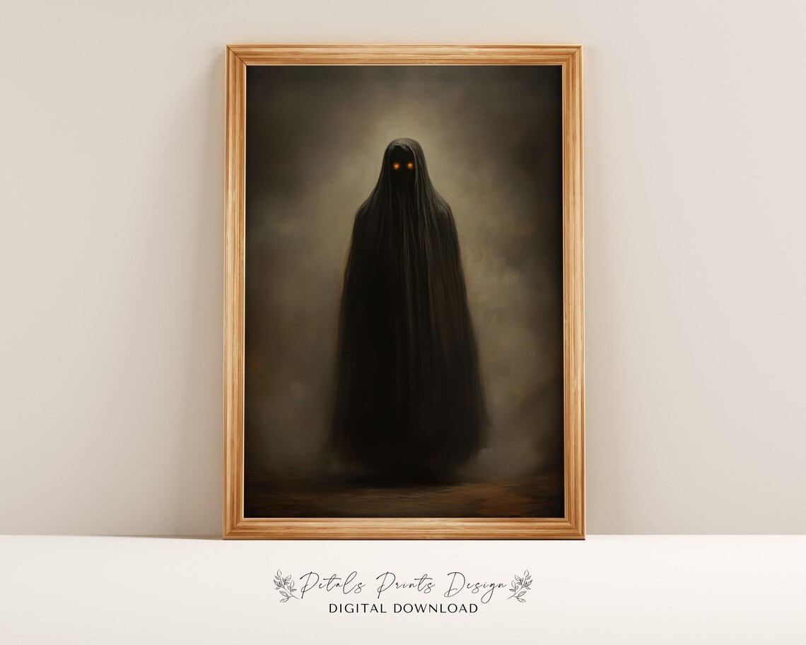 Vintage Halloween Painting Rustic Ghoul Art