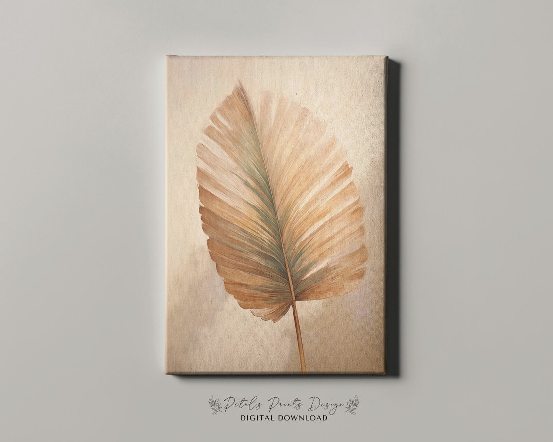 Dried Palm Leaf Neutral Beige Botanical Minimalist Style Poster - Image 4