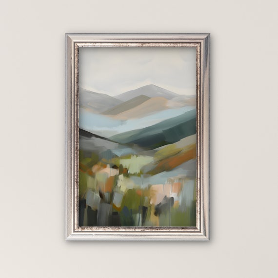 Abstract Mountain Painting Nature Inspired Wall Art