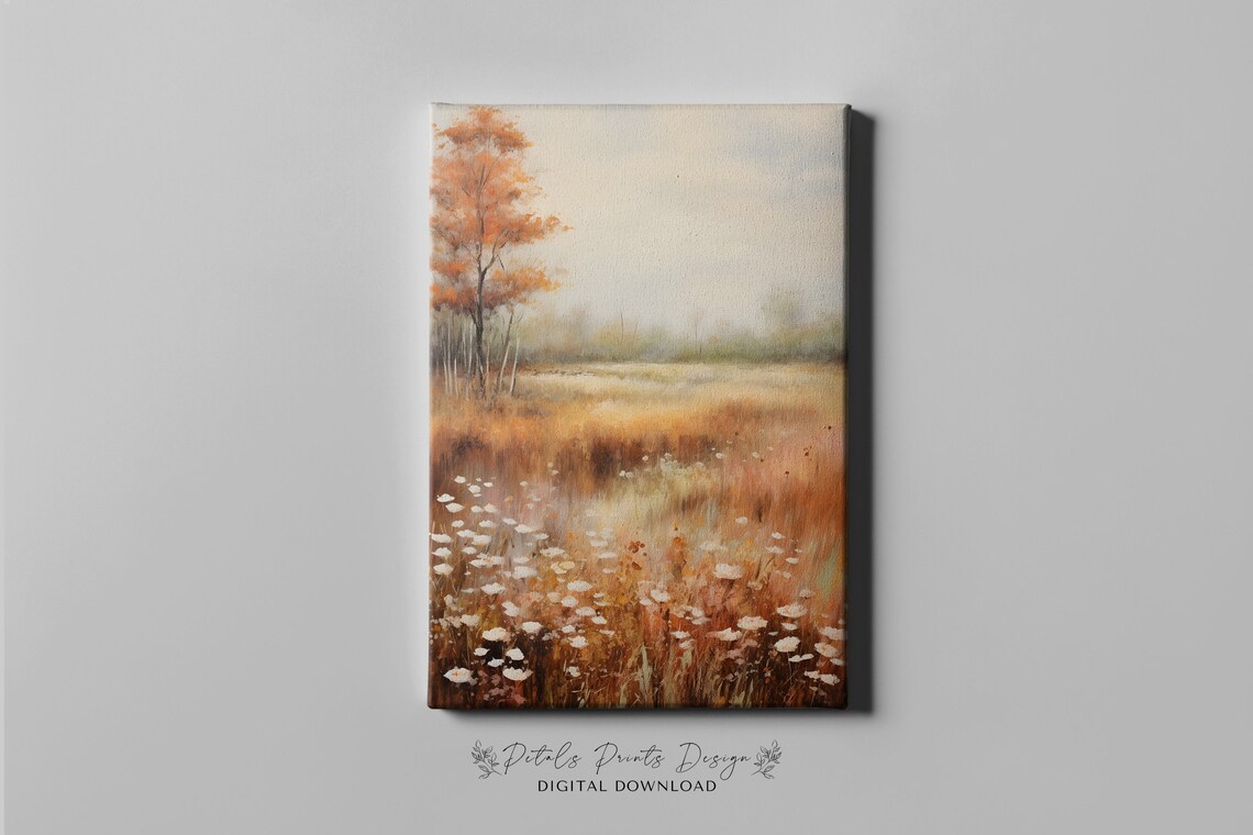 Rustic Fall Landscape, Vintage Autumn Countryside Art Print - Image 3