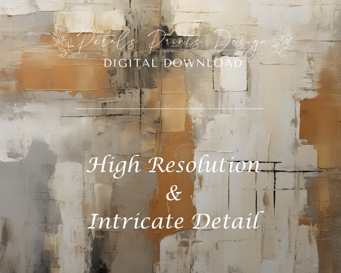 Soft Cream Ochre Charcoal Neutral Abstract Brushwork Art Poster - Image 3
