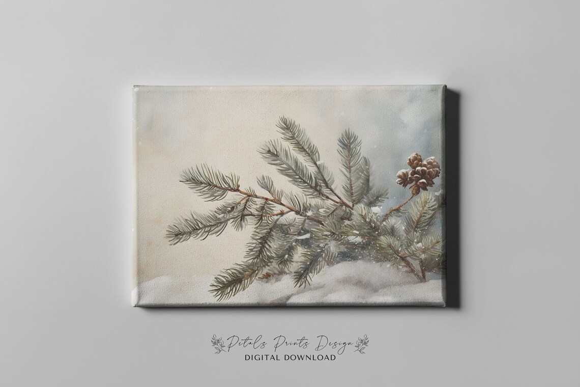 Christmas Pinetree Rustic Vintage Holiday Art Print - Image 3
