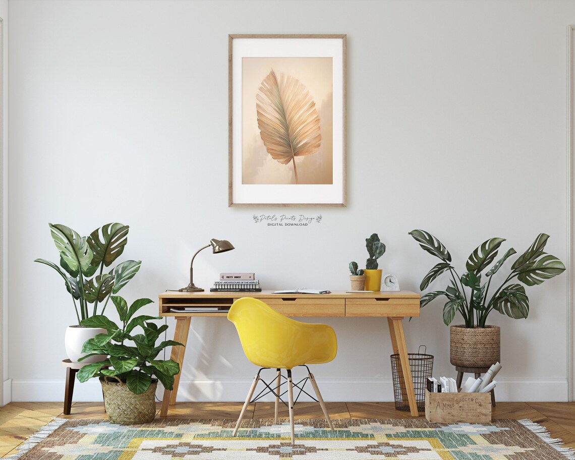 Dried Palm Leaf Neutral Beige Botanical Minimalist Style Poster - Image 2