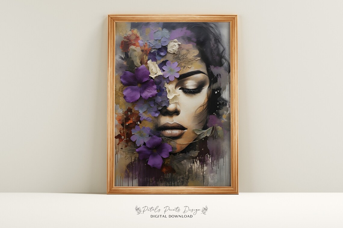 Flower Woman Vintage Oil Painting Art Print