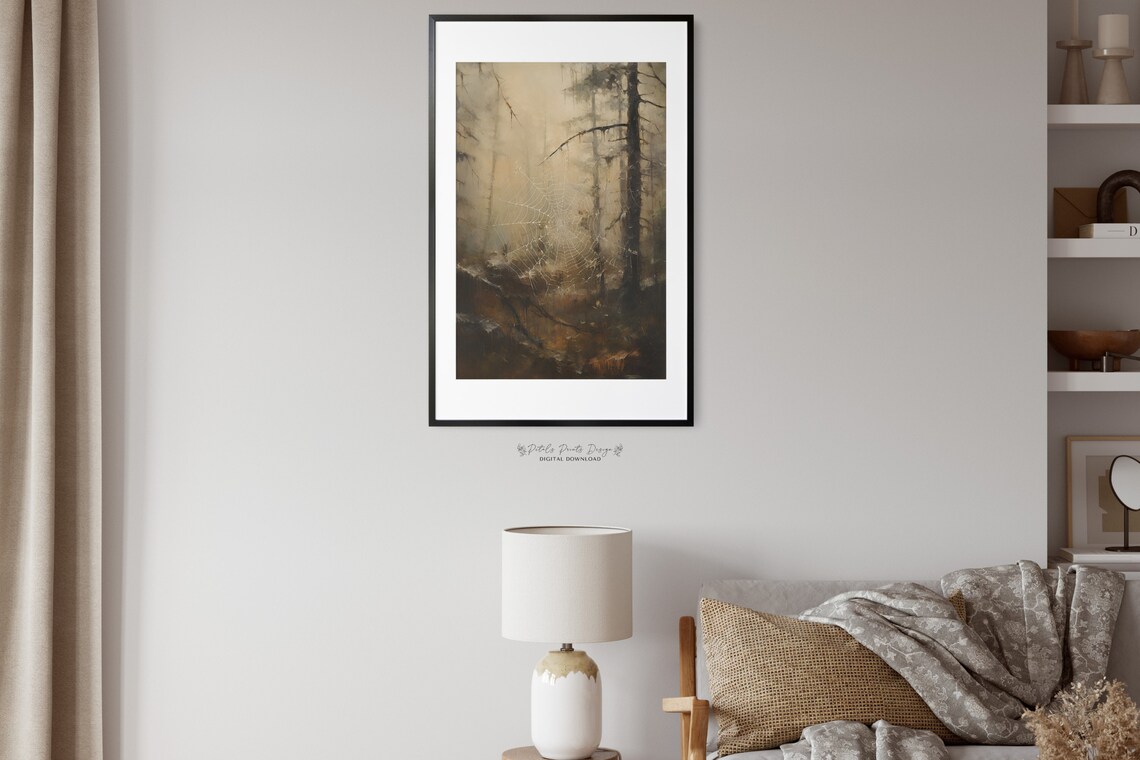 Halloween Webbing Rustic Vintage Style Art Print - Image 2