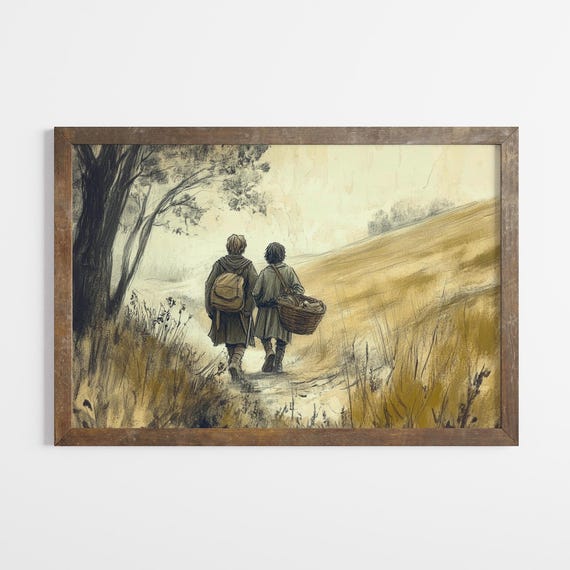Old Friends Leaving The Shire Vintage Illustration Lotr Fine Art Print On Premium Paper Fellowship Ring Poster