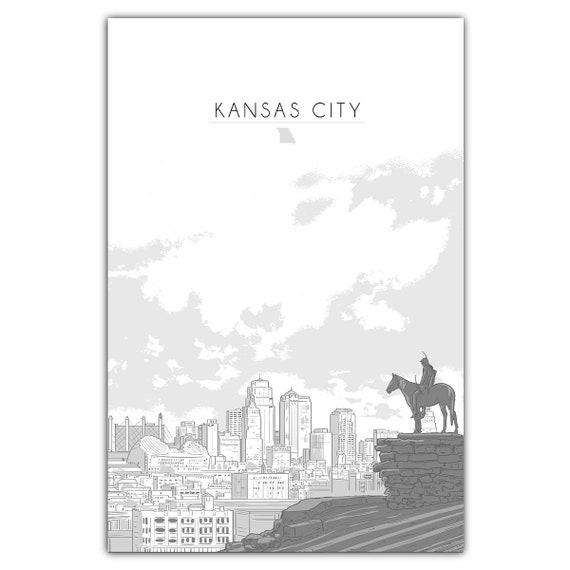 Kansas City Skyline Travel Poster, City View