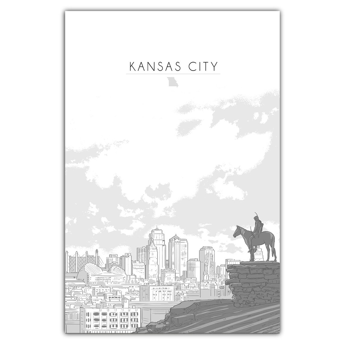 Kansas City Skyline Travel Poster, City View