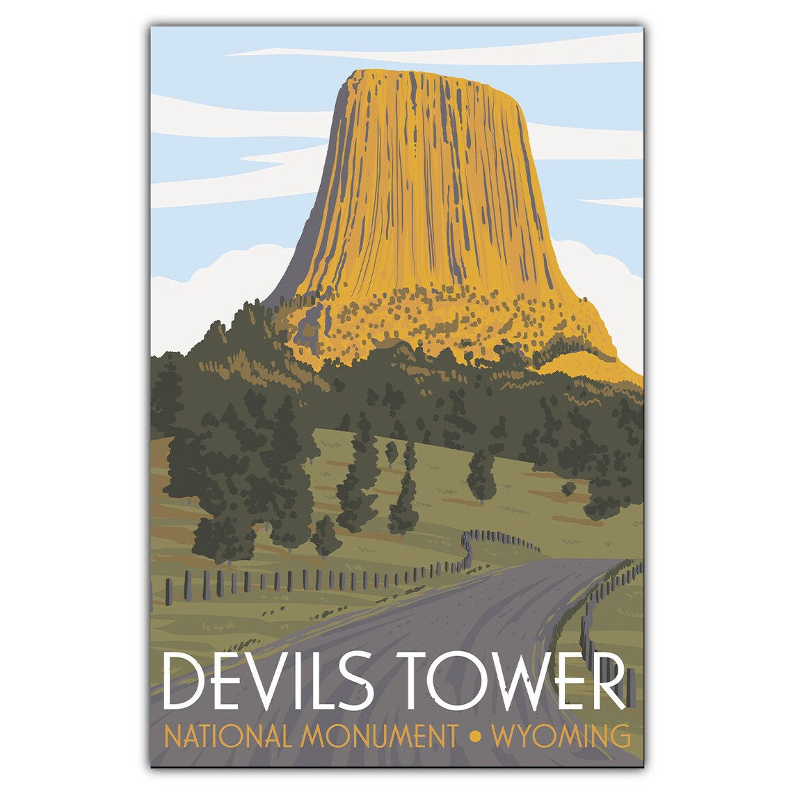 Devils Tower Travel Poster, Landmark Wall Art