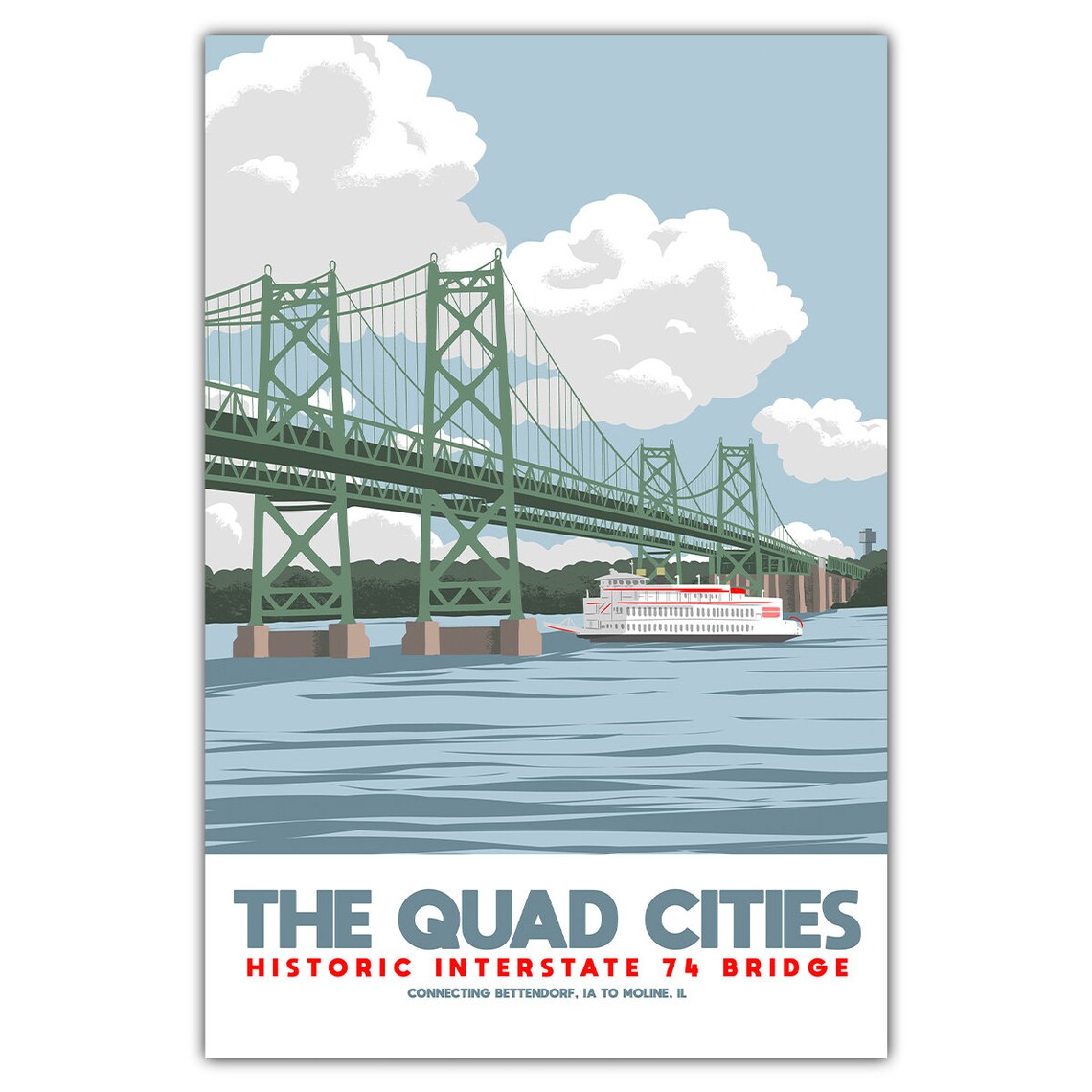 Quad Cities Historic I-74 Bridge Travel Poster