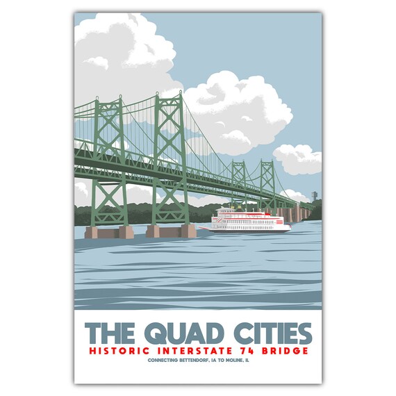 Quad Cities Historic I-74 Bridge Travel Poster