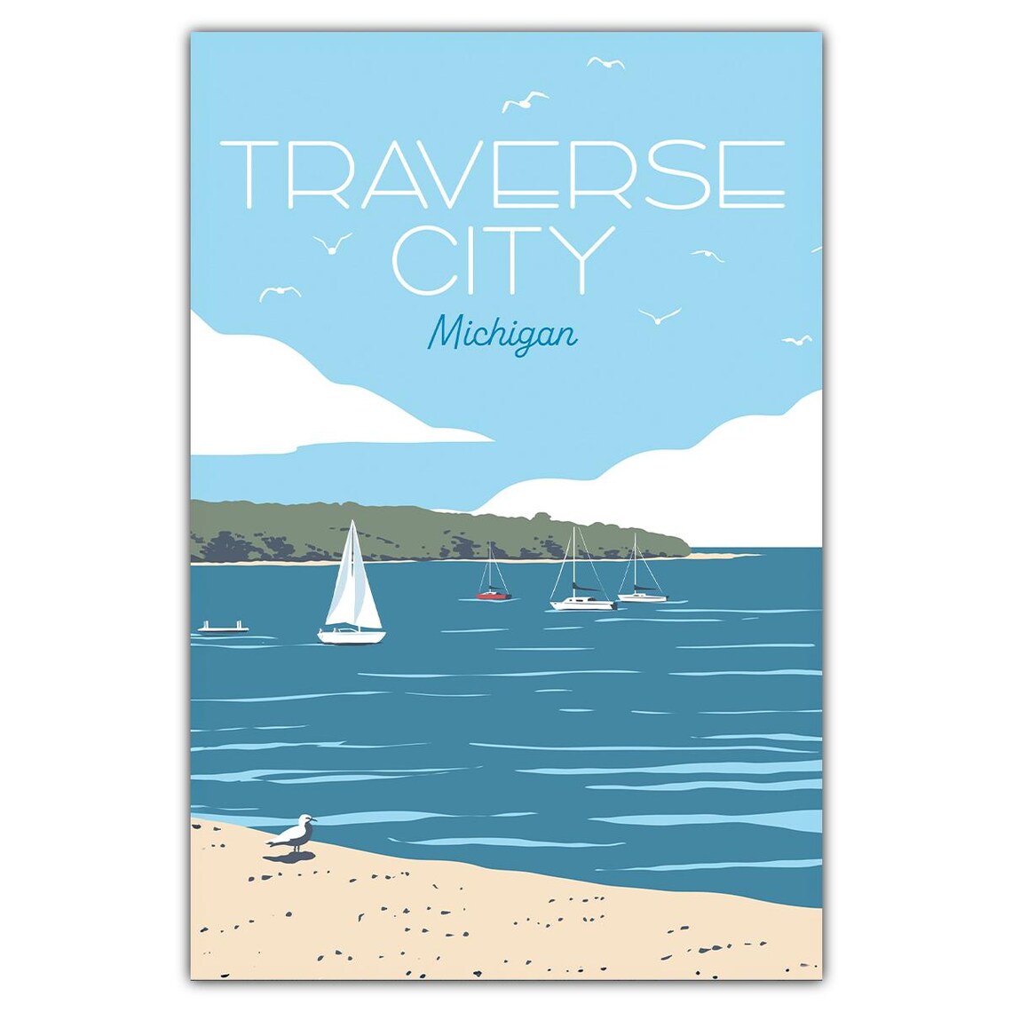 Traverse City Bay Michigan Travel Poster