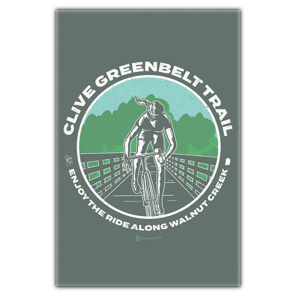 Clive Greenbelt Trail Walnut Creek Cyclist Badge Vintage Poster
