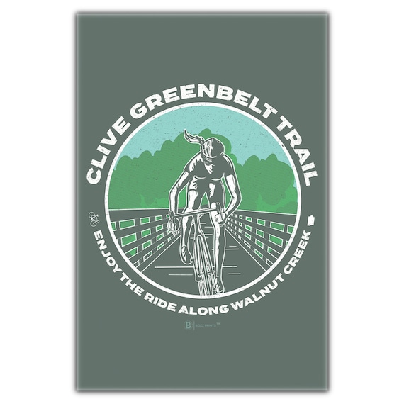Clive Greenbelt Trail Walnut Creek Cyclist Badge Vintage Poster