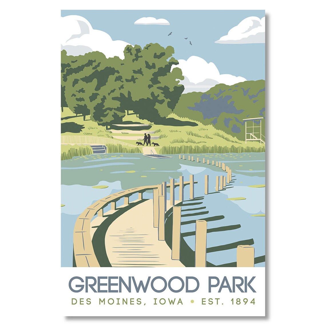 Greenwood Park Travel Poster, Local Park Postcard
