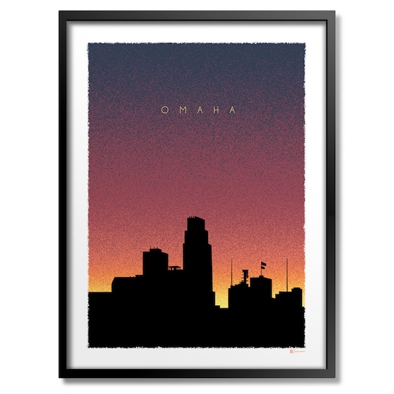 Omaha Nebraska Skyline Silhouette Dusk Gradient Sky Art Poster