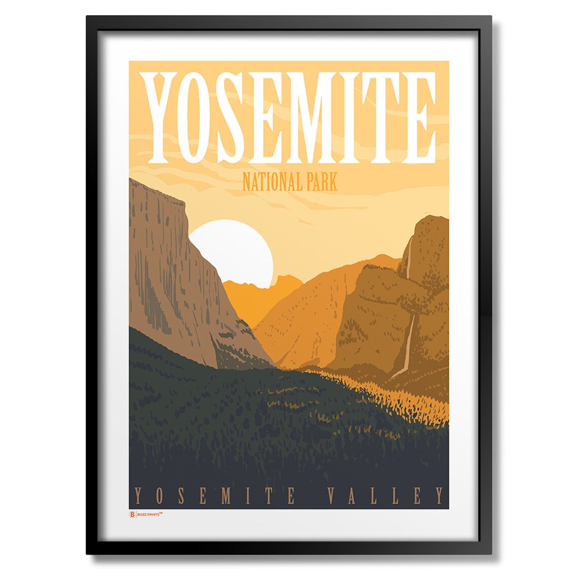 Yosemite National Park Valley Sunset El Capitan Vintage Poster