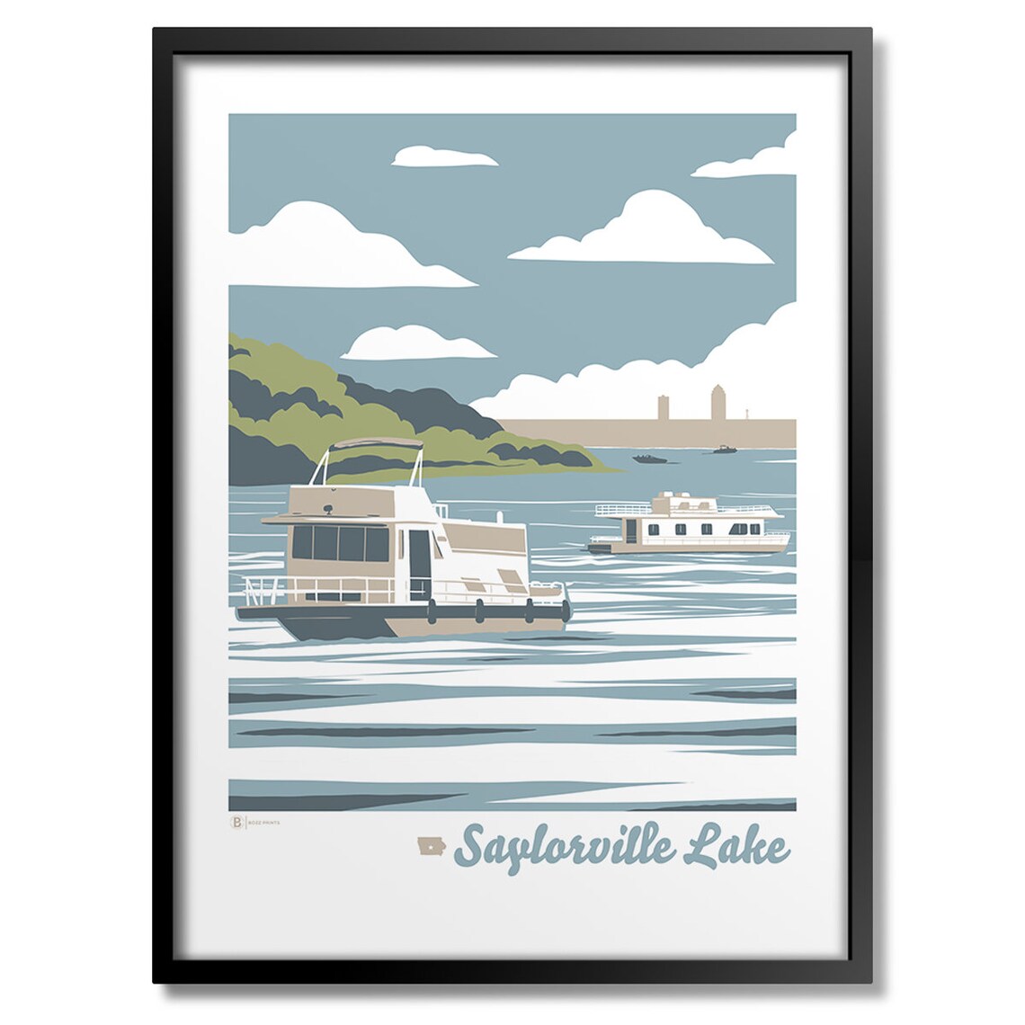Saylorville Lake Marina Poster Iowa Houseboats Clouds Boating Travel Decor