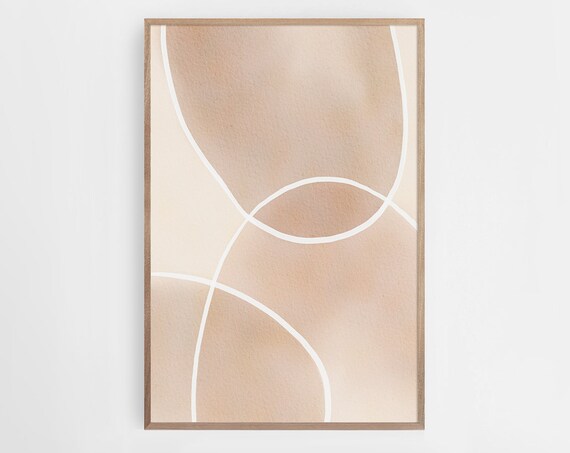 Beige Painting Line Art Brown Line Art Print Art Print Boho Decor Abstract Print Abstract Art