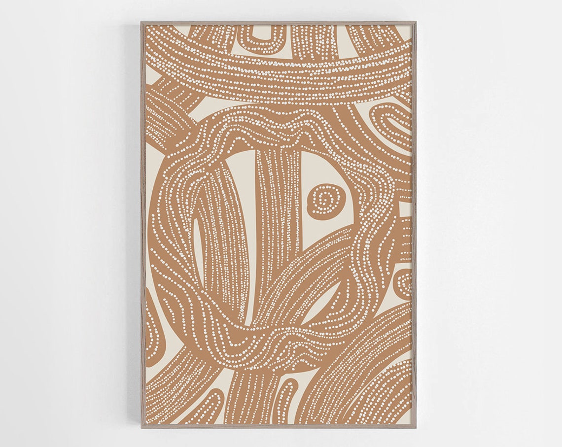 Organic Terracotta Dotted Spiral Line Abstract Neutral Art Poster - Image 3