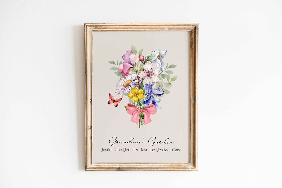 Custom Birth Flower Family Bouquet Print, Watercolor - Image 3