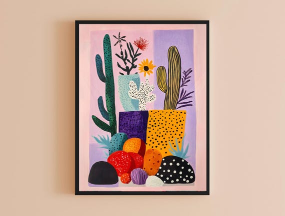 Colorful Maximalist Wall Art Matisse Inspired Patchwork Poster Vibrant Home Decor Abstract Art Print For Living Room