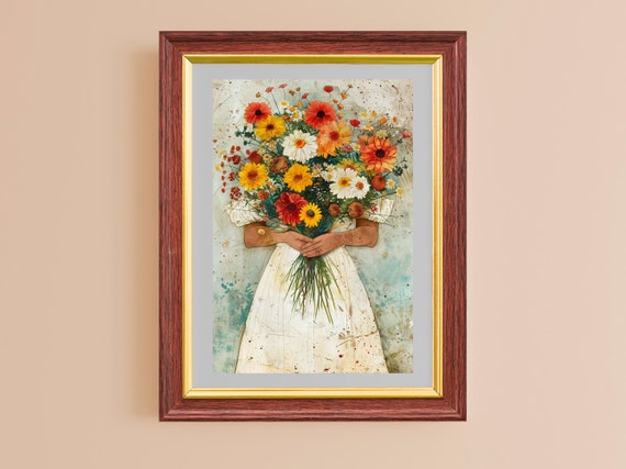 Dopamine Decor Vintage Floral Art Prints Whimsical Maximalist Wall Dcor Bold Colored Wall Art For Living Room Bedroom