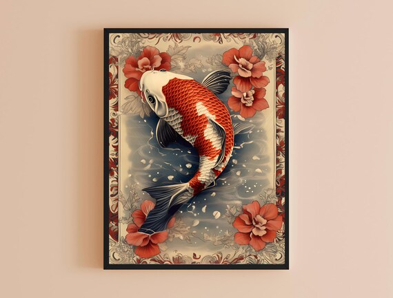 Koi Fish Painting Abstract Wall Art Contemporary Decor Print For Living Room Unique Gift For Collectors