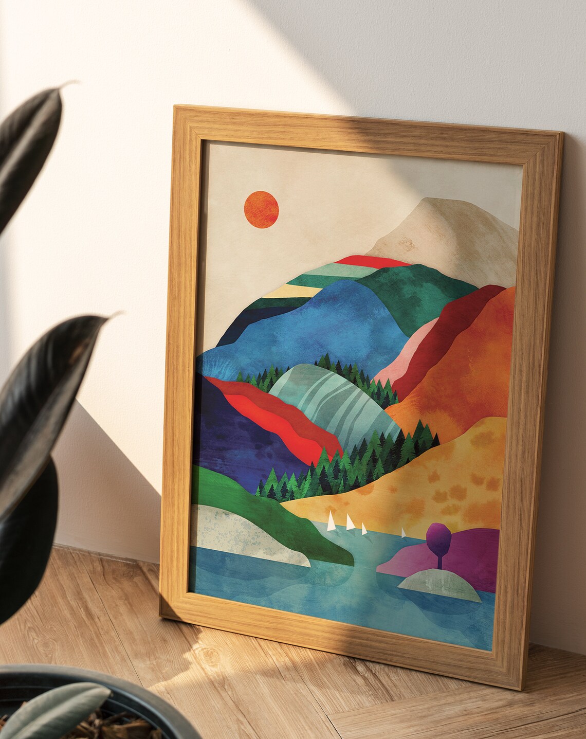 Mountain Lake and Peaks Art Print, Nature Scene - Image 2