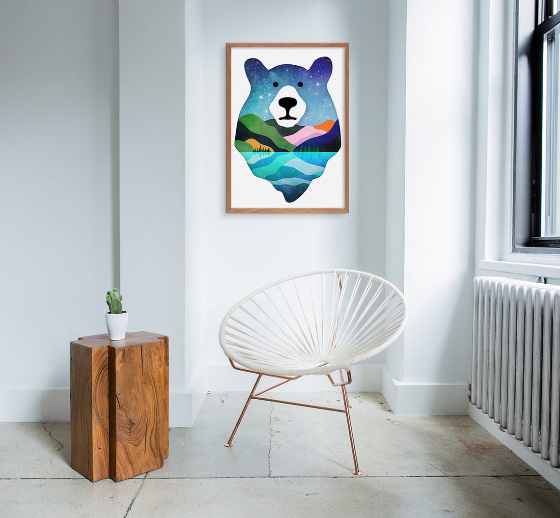 Bear Illustration Landscape Art Print - Image 3