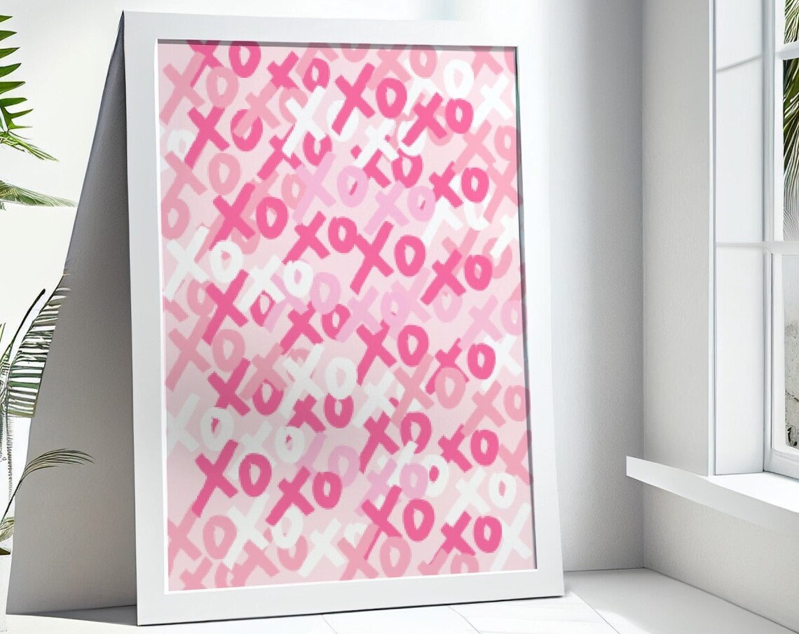 XOXO Pink Pattern Poster Preppy Typography Retro Love Girly Decor - Image 3