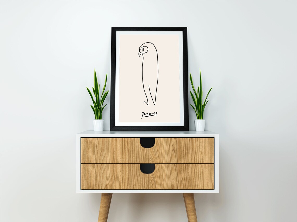 Picasso Owl Vintage Line Art Poster Print - Image 2