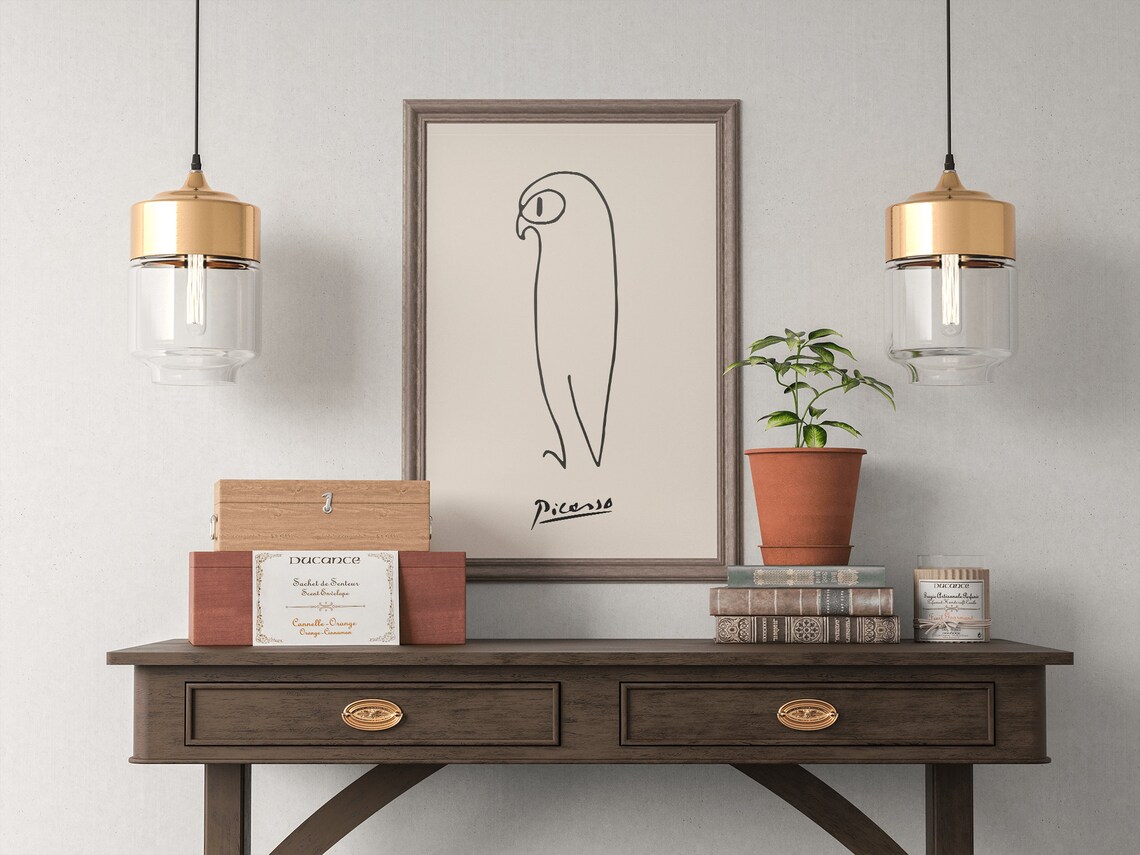 Picasso Owl Vintage Line Art Poster Print - Image 4