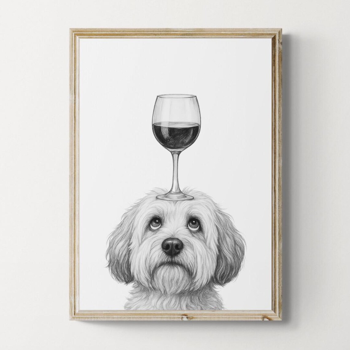 Havanese Dog Art Print Funny And Wine Drawing Lover Wall Decor Lovers Gifts