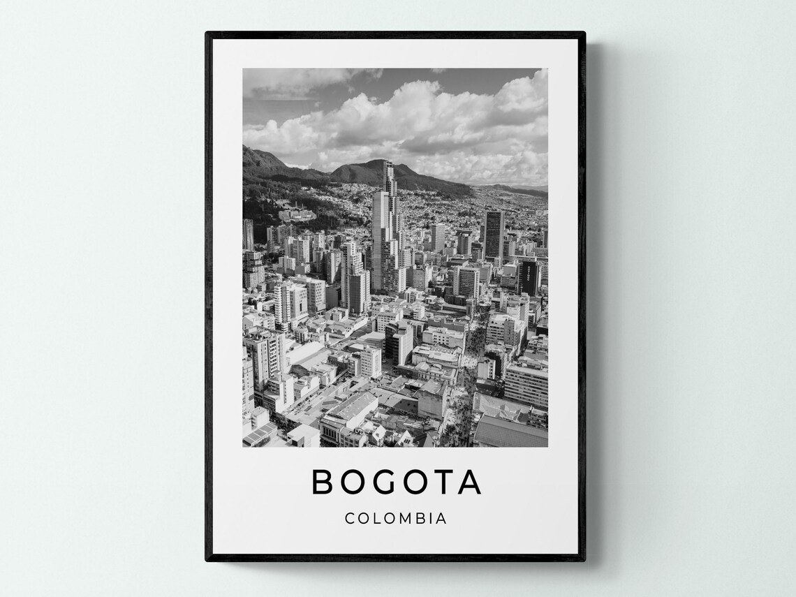 Bogota Colombia Black and White Downtown Cityscape Travel Poster