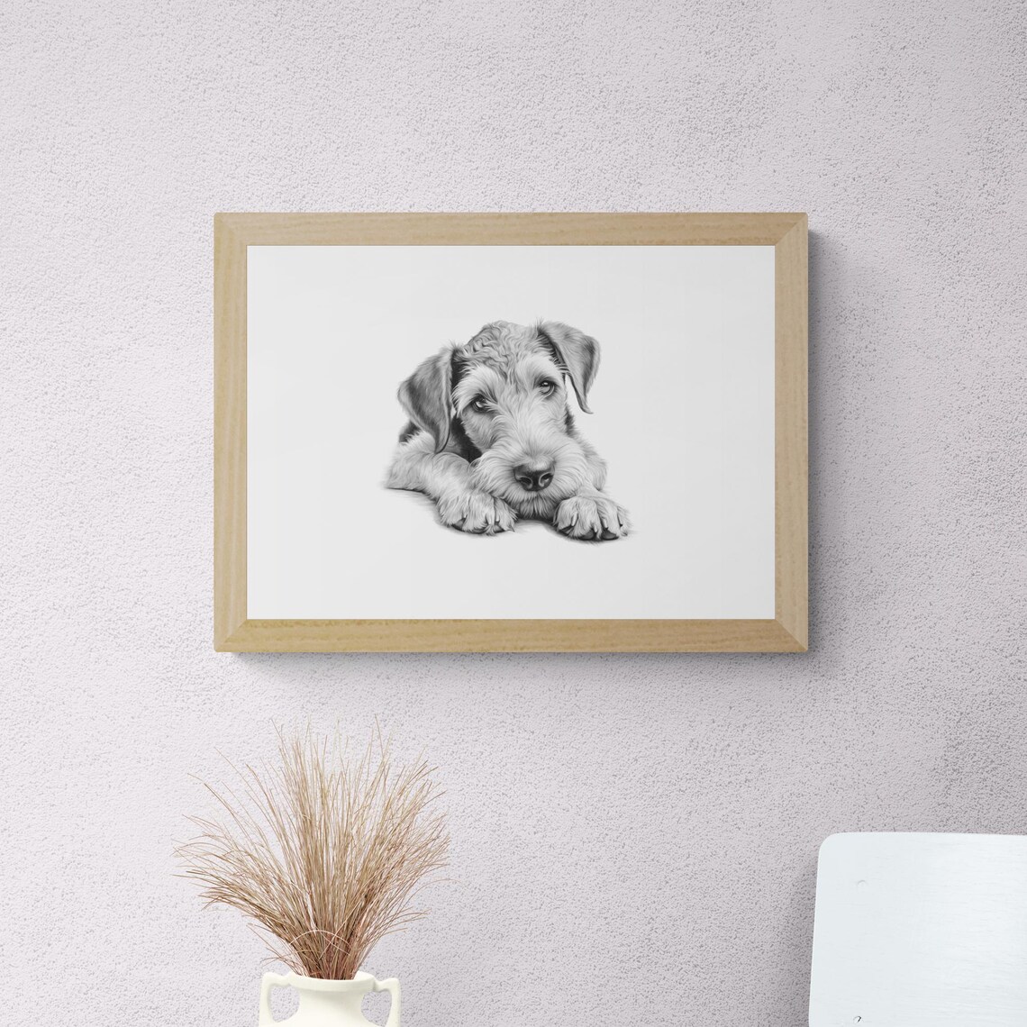 Airedale Terrier Cute Wiry Puppy Sketch Farmhouse Decor Dog Poster - Image 2