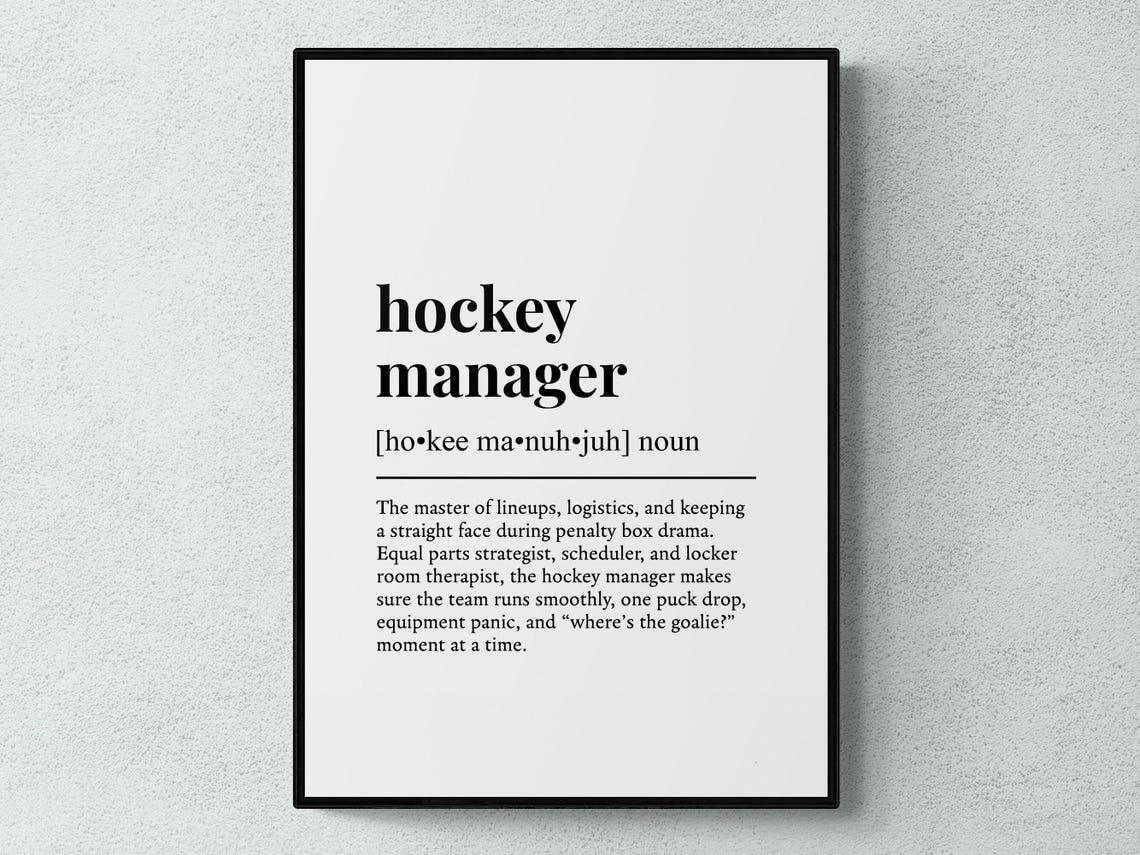 Hockey Manager Funny Dictionary Definition Ice Hockey Gift Poster