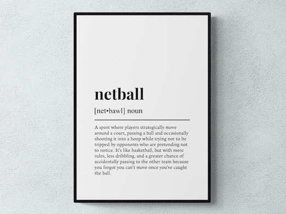 Netball Definition Funny Sport Wall Art Print