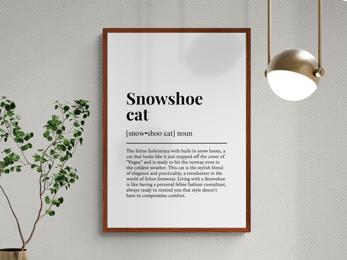 Snowshoe Cat Funny Definition Minimalist Dictionary Word Art Poster - Image 3