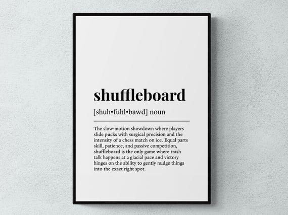 Shuffleboard Funny Definition Sport Gift Wall Art Print