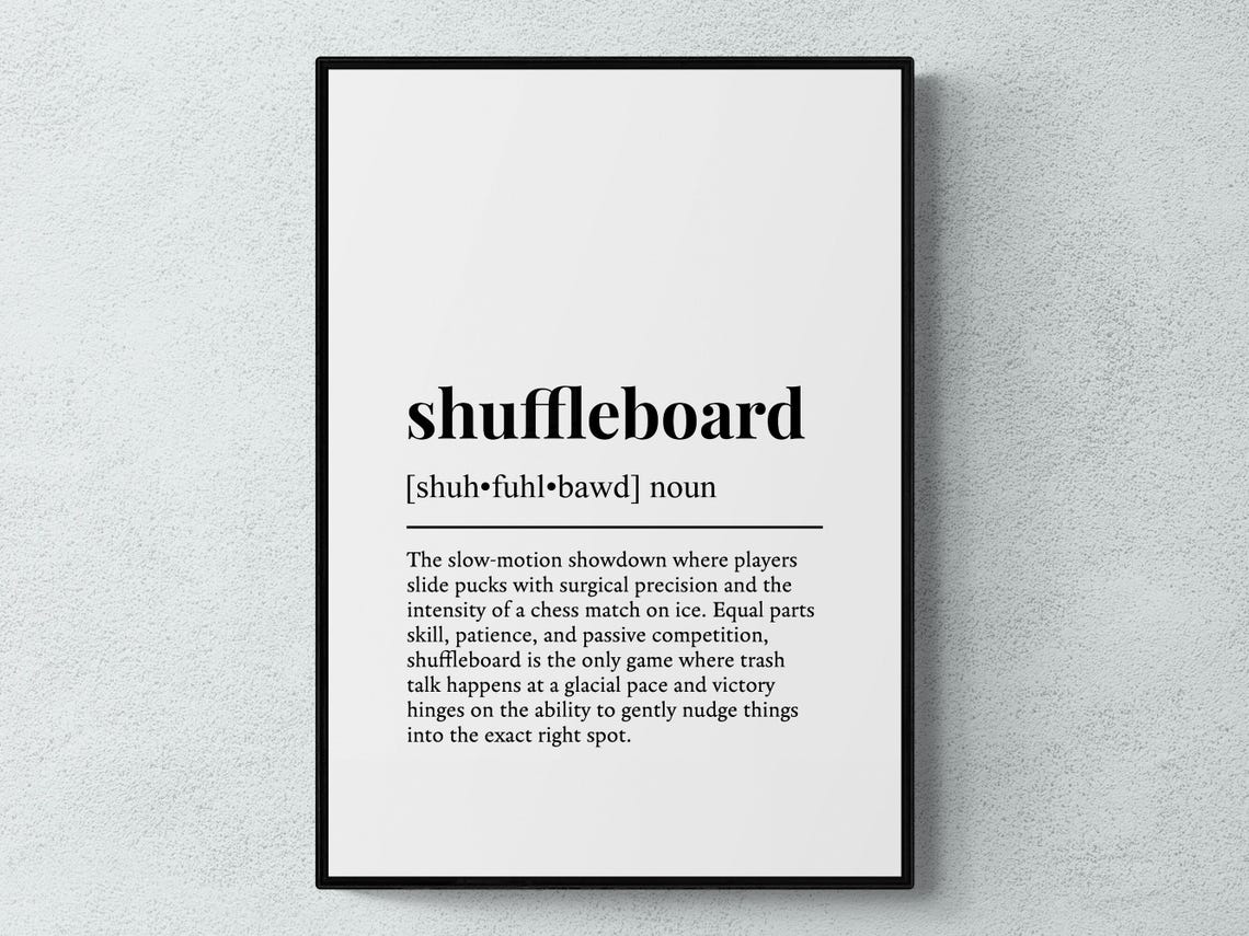 Shuffleboard Funny Definition Sport Gift Wall Art Print