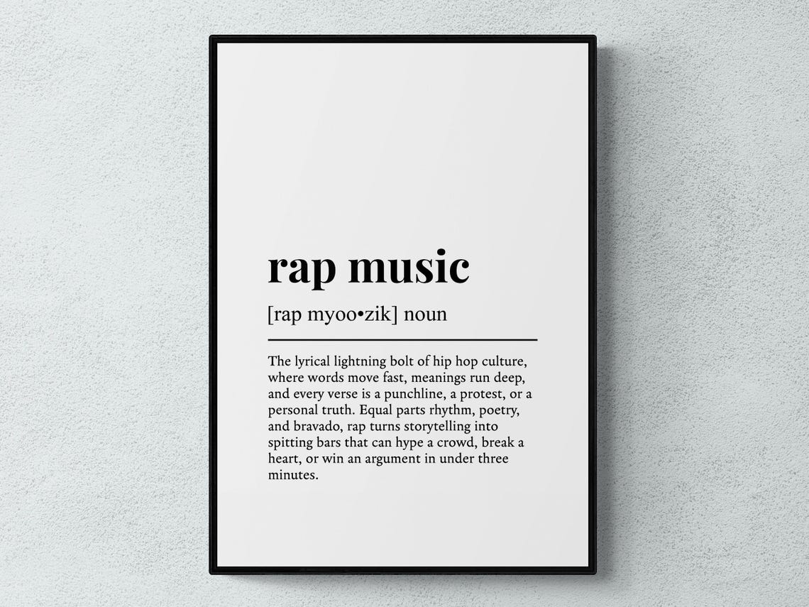 Rap Music Dictionary Definition Minimalist Typography Poster